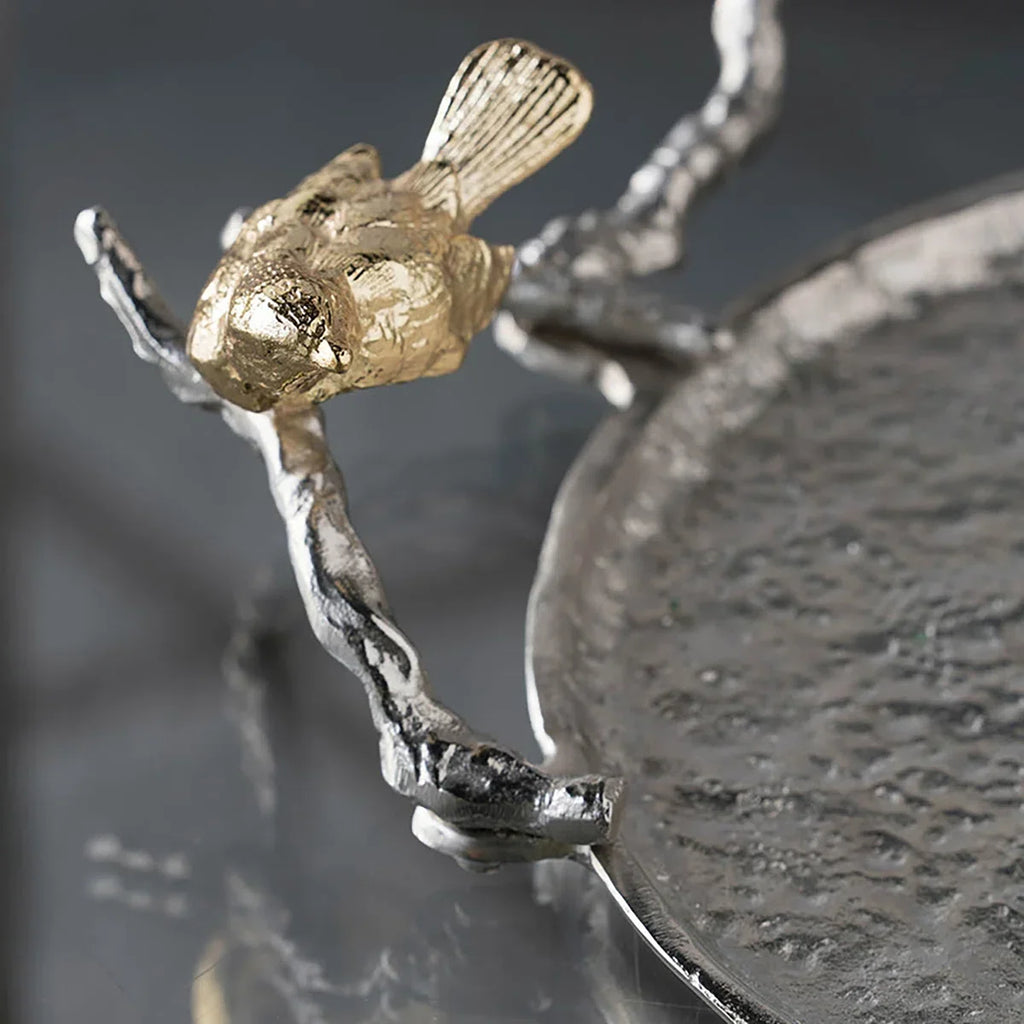Aviara Silver Bird Handle Accent Tray