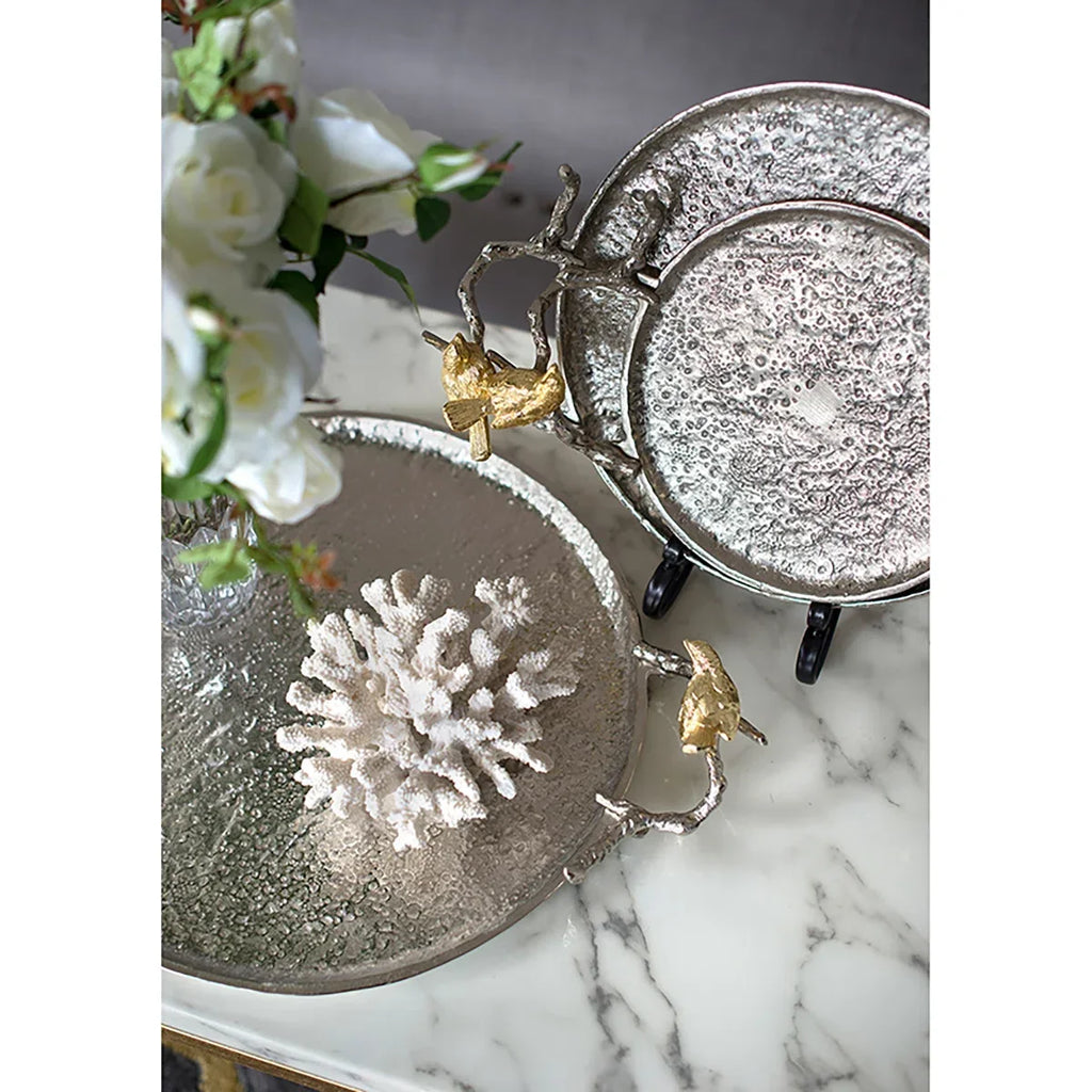 Aviara Silver Bird Handle Accent Tray
