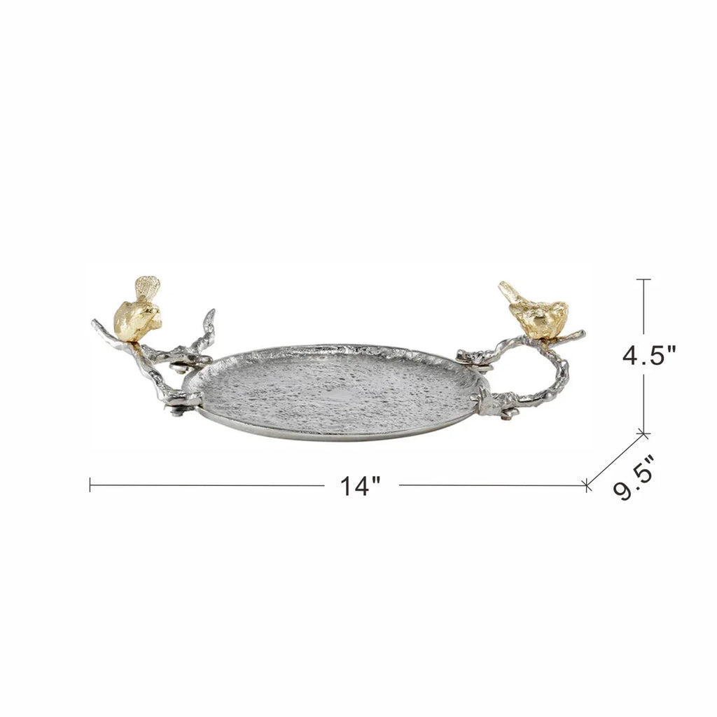 Aviara Silver Bird Handle Accent Tray