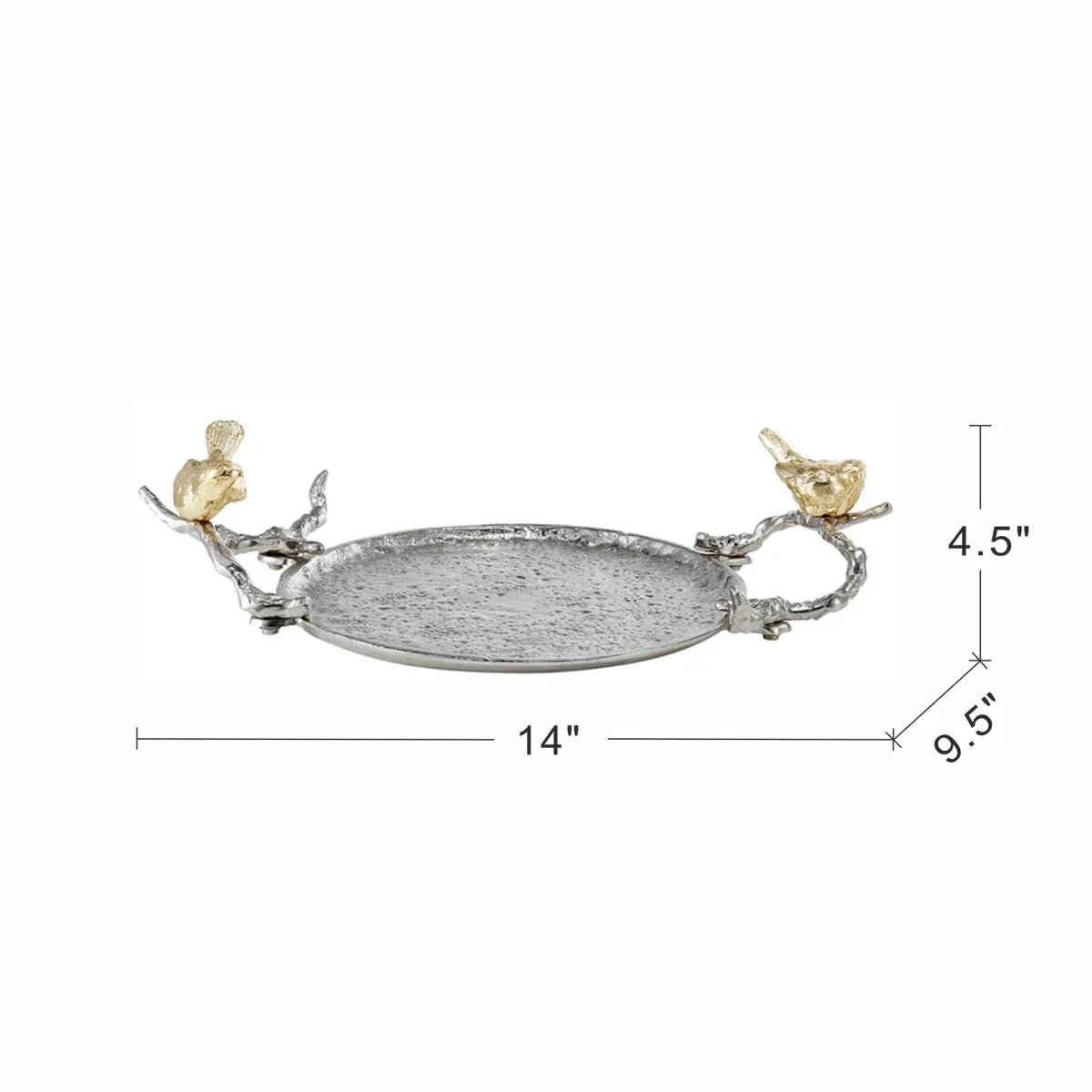 Aviara Silver Bird Handle Accent Tray