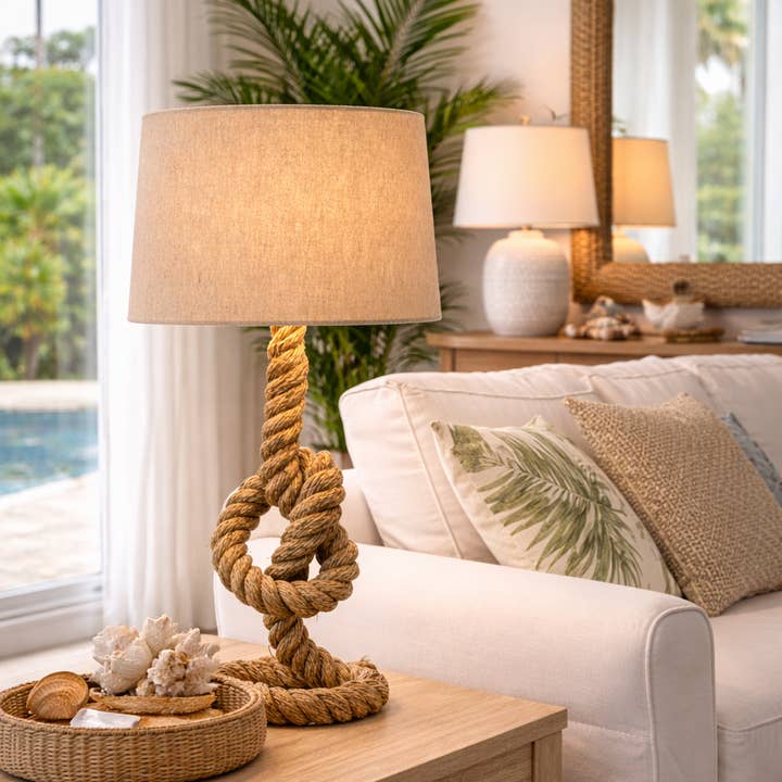 Rope Knot Table Lamp 24" Coastal