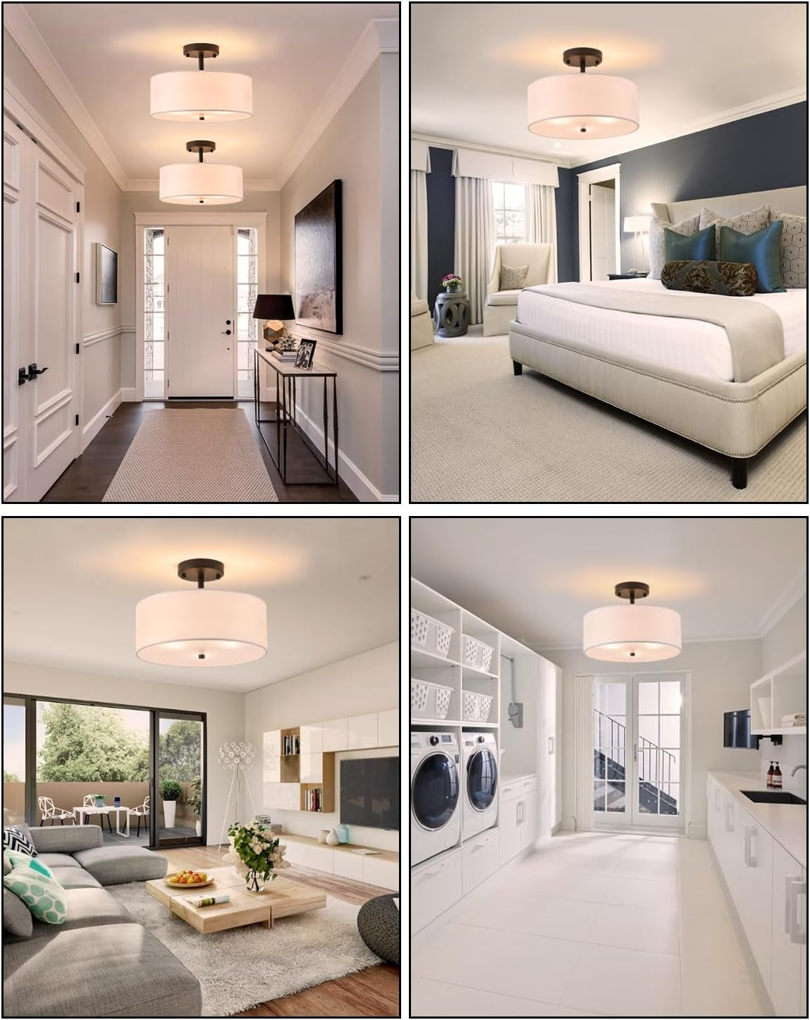 Semi Flush Mount Drum Ceiling Light