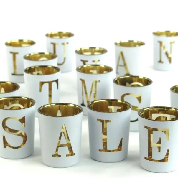 White & Gold Votive Letters