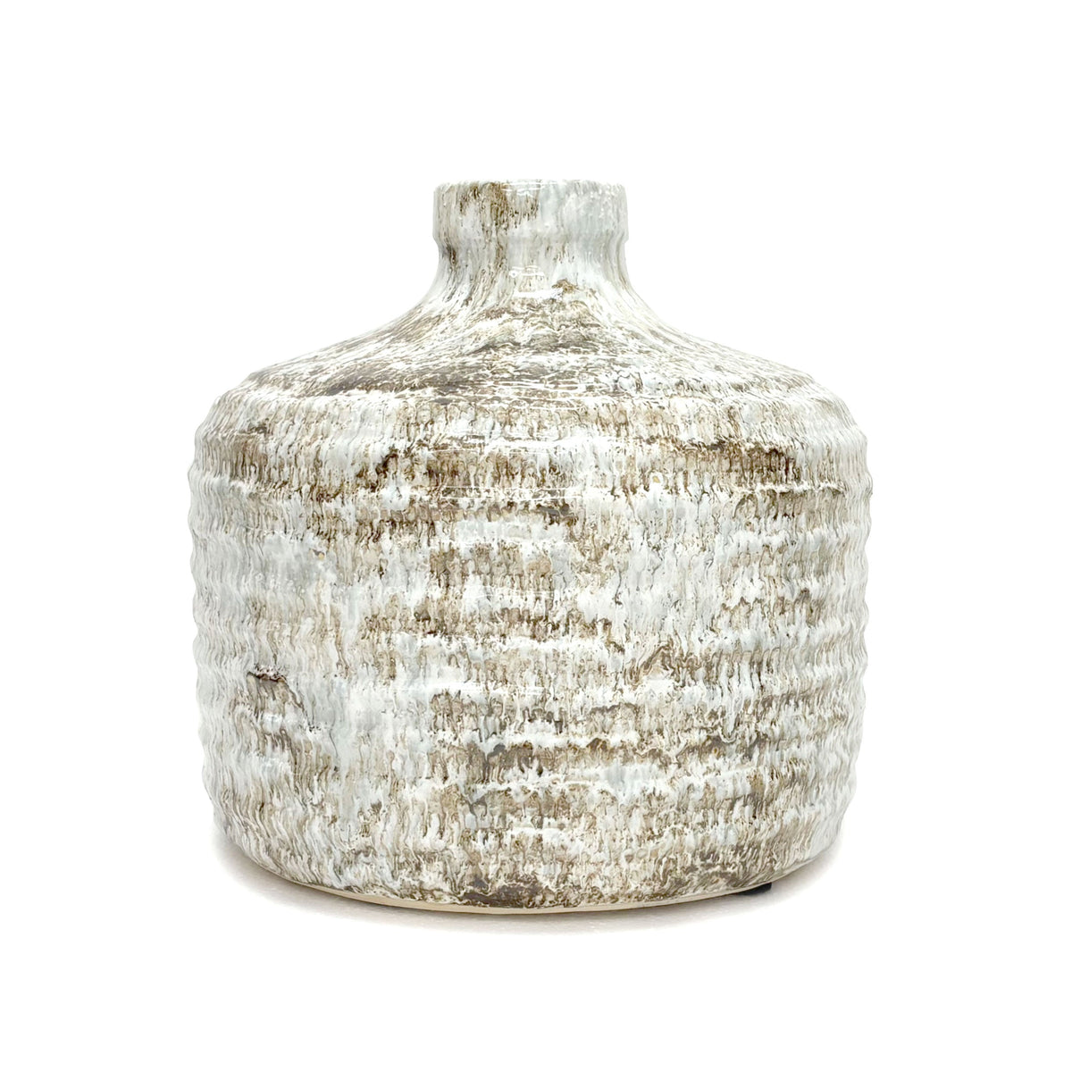Round Rustic Glazed Ceramic Jar