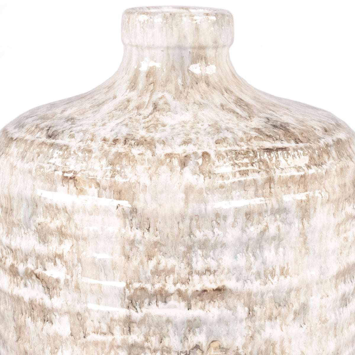 Round Rustic Glazed Ceramic Jar
