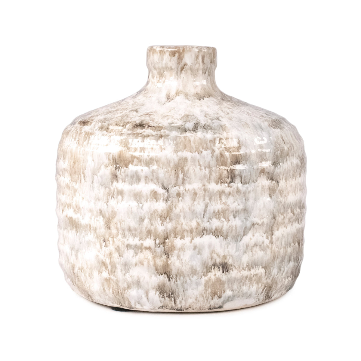 Round Rustic Glazed Ceramic Jar