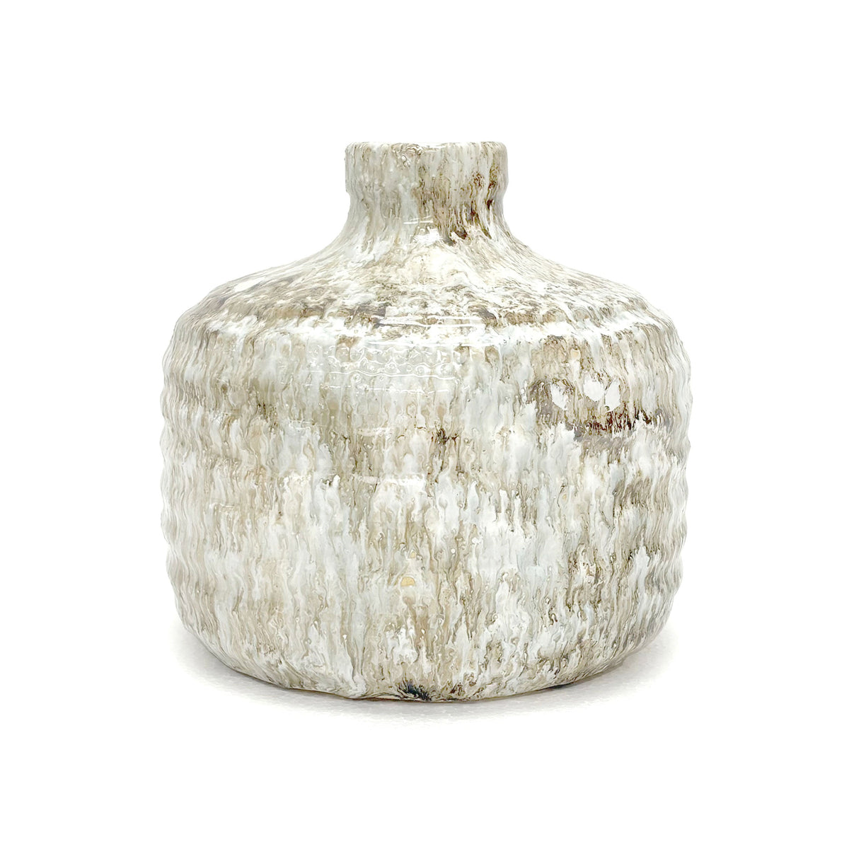 Round Rustic Glazed Ceramic Jar
