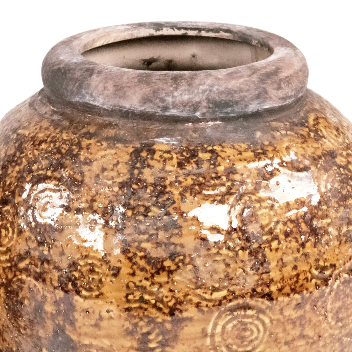 Antique Amber Square Ceramic Vase