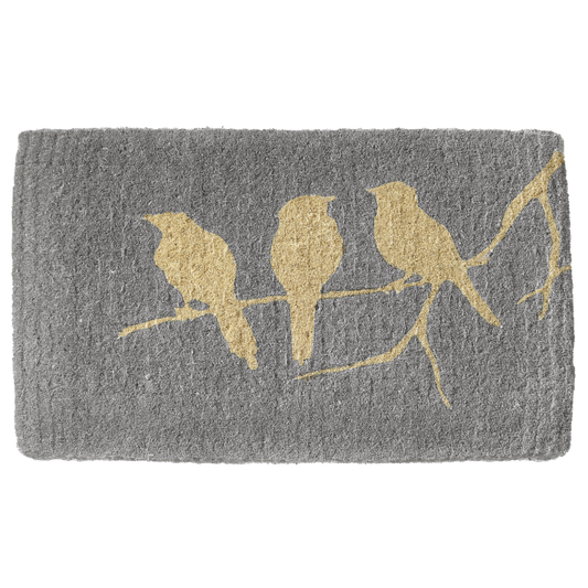 Birds On Branch - Gray Coir Doormat