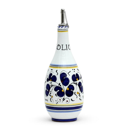 ORVIETO BLUE ROOSTER: Olive Oil Bottle Dispenser with Metal Capped Pourer