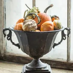 Distressed Black Iron Urn