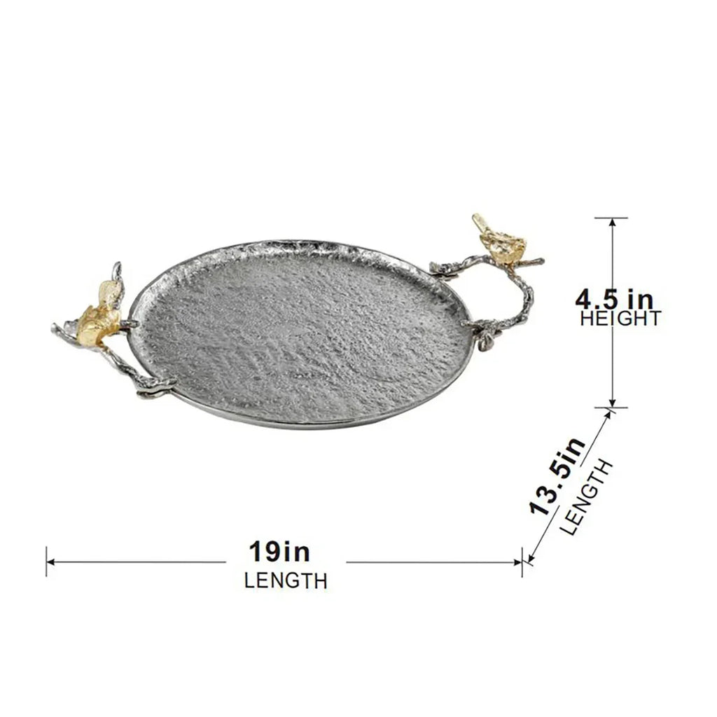 Aviara Silver Bird Handle Accent Tray