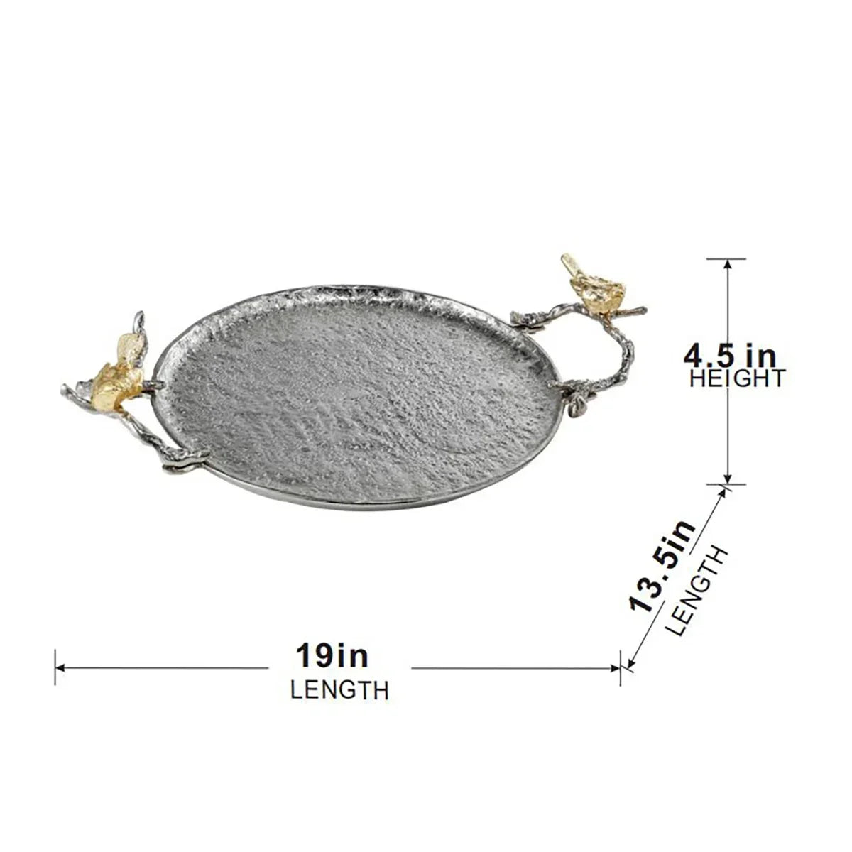 Aviara Silver Bird Handle Accent Tray