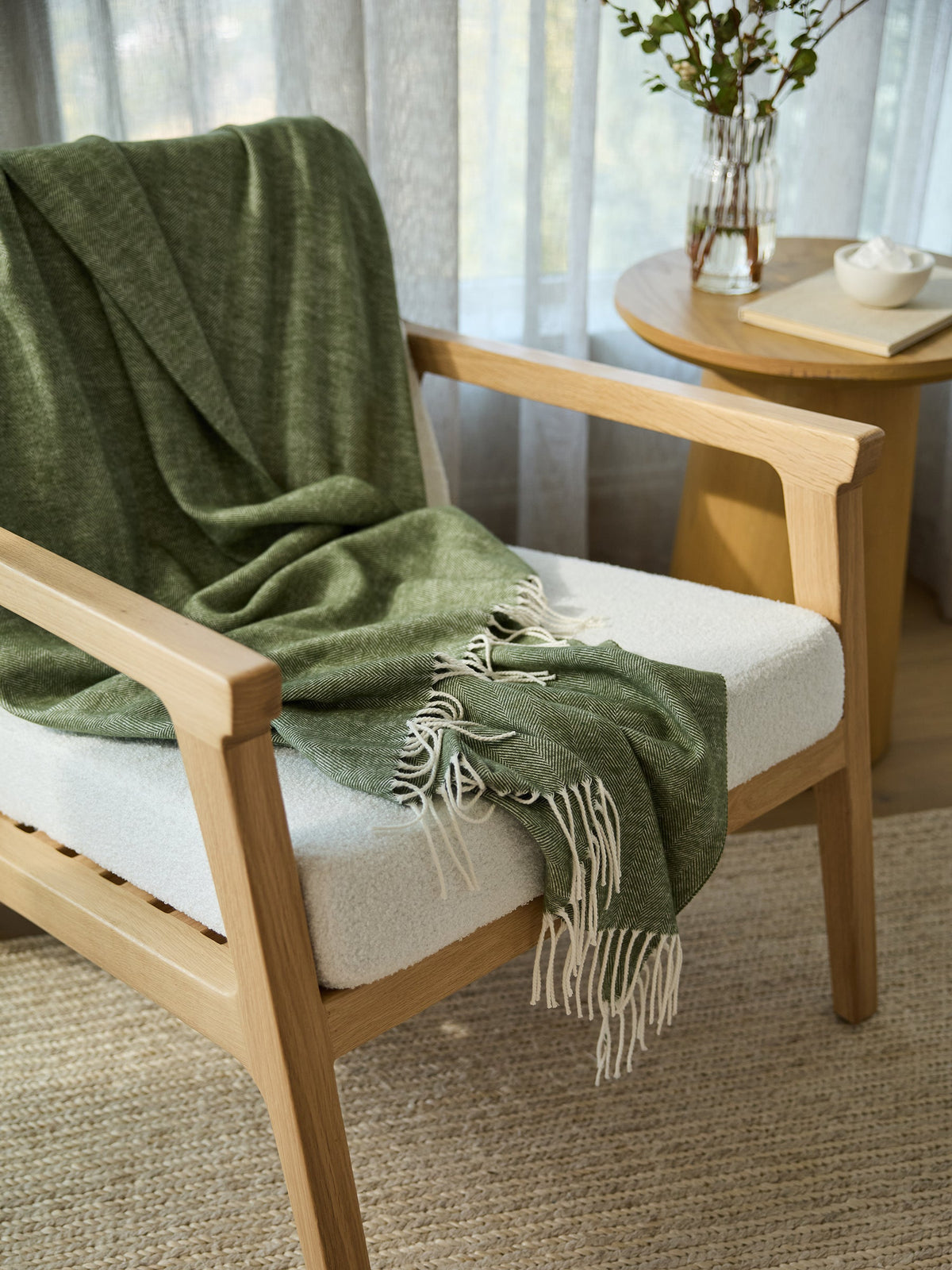Bamboo Herringbone Tassel Throw