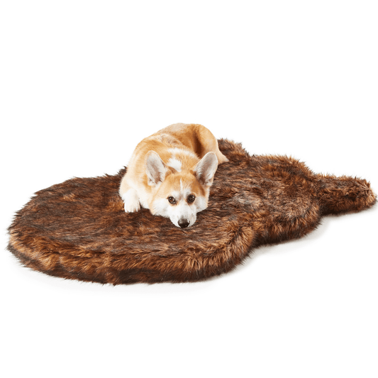 Lit orthopédique pour chien en fausse fourrure PupRug par Paw.com® - Curve Marron