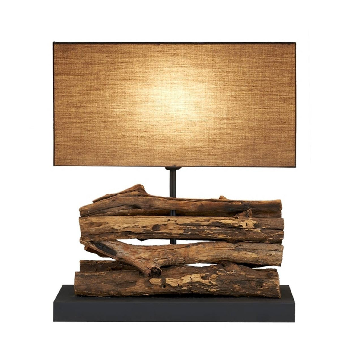 Porifera Wooden Table Lamp with Linen Shade