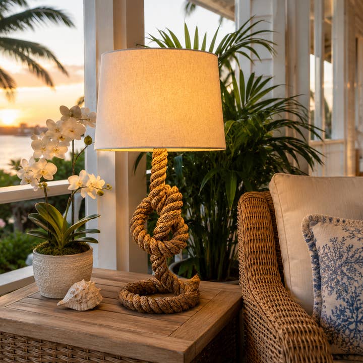 Rope Knot Table Lamp 24" Coastal