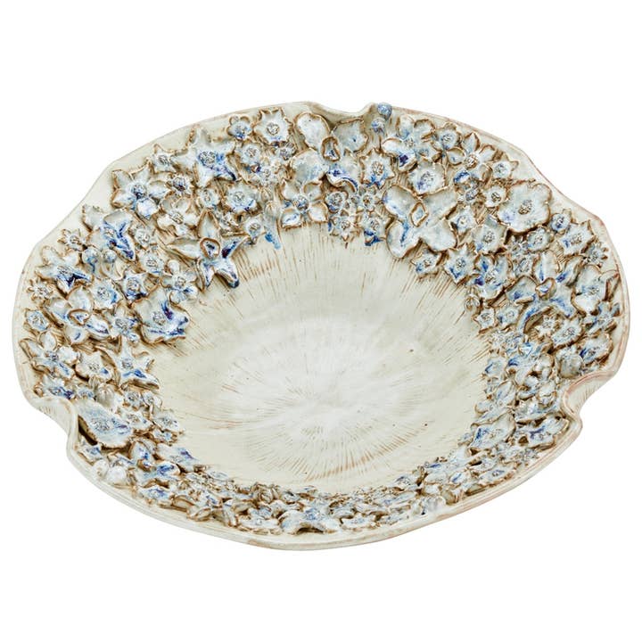 Coastal Barnacle Ceramic Bowl Cream Indigo