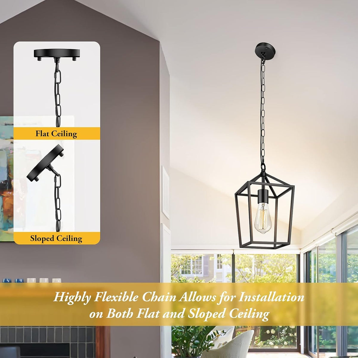 Farmhouse Black Lantern Pendant Light