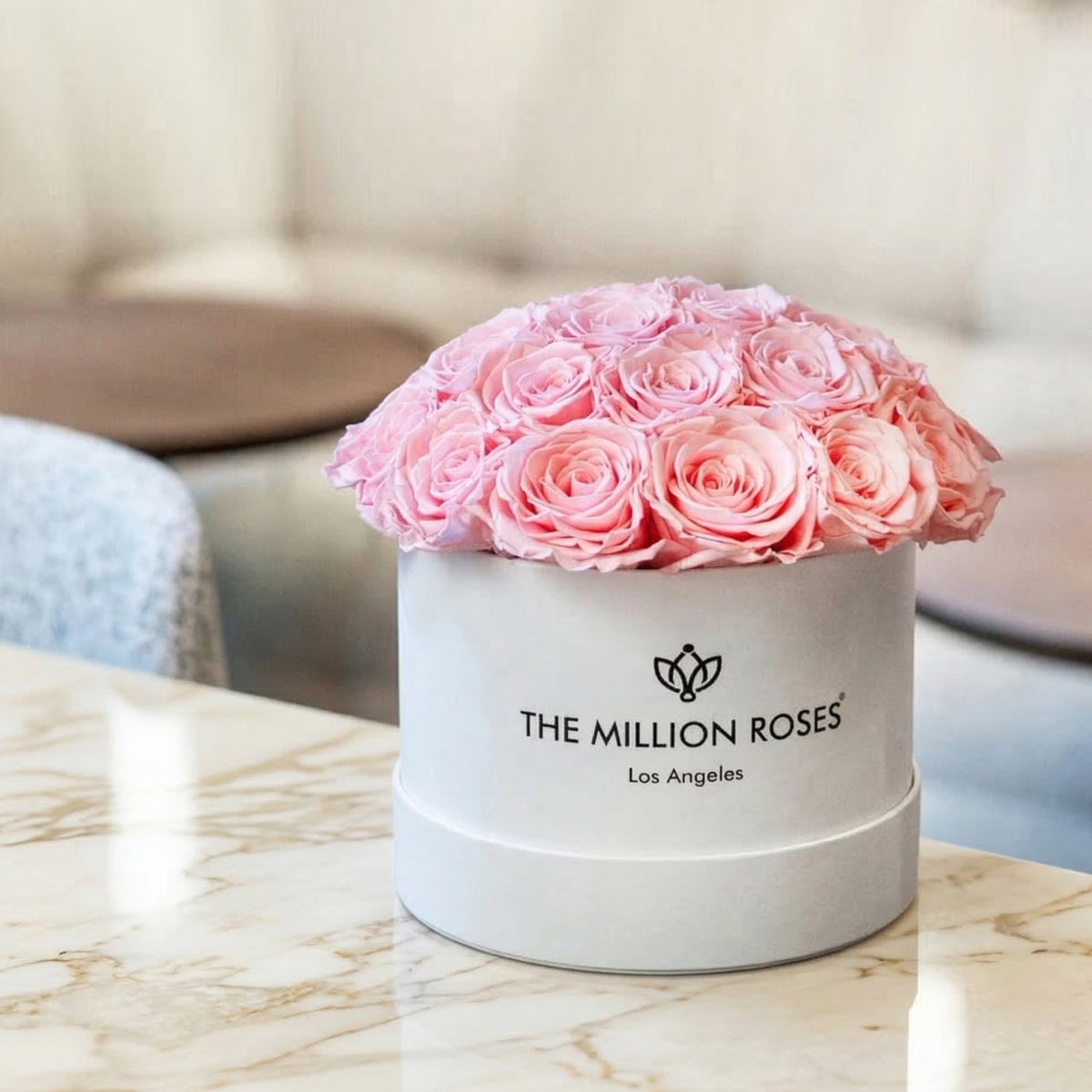 Classic White Dome Box | Light Pink Roses