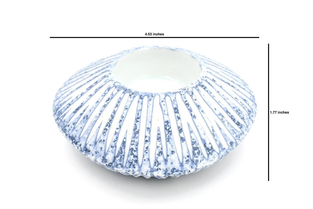 Handcrafted Blue Sea Shell Porcelain Ceramic Tea Light Candle Holder