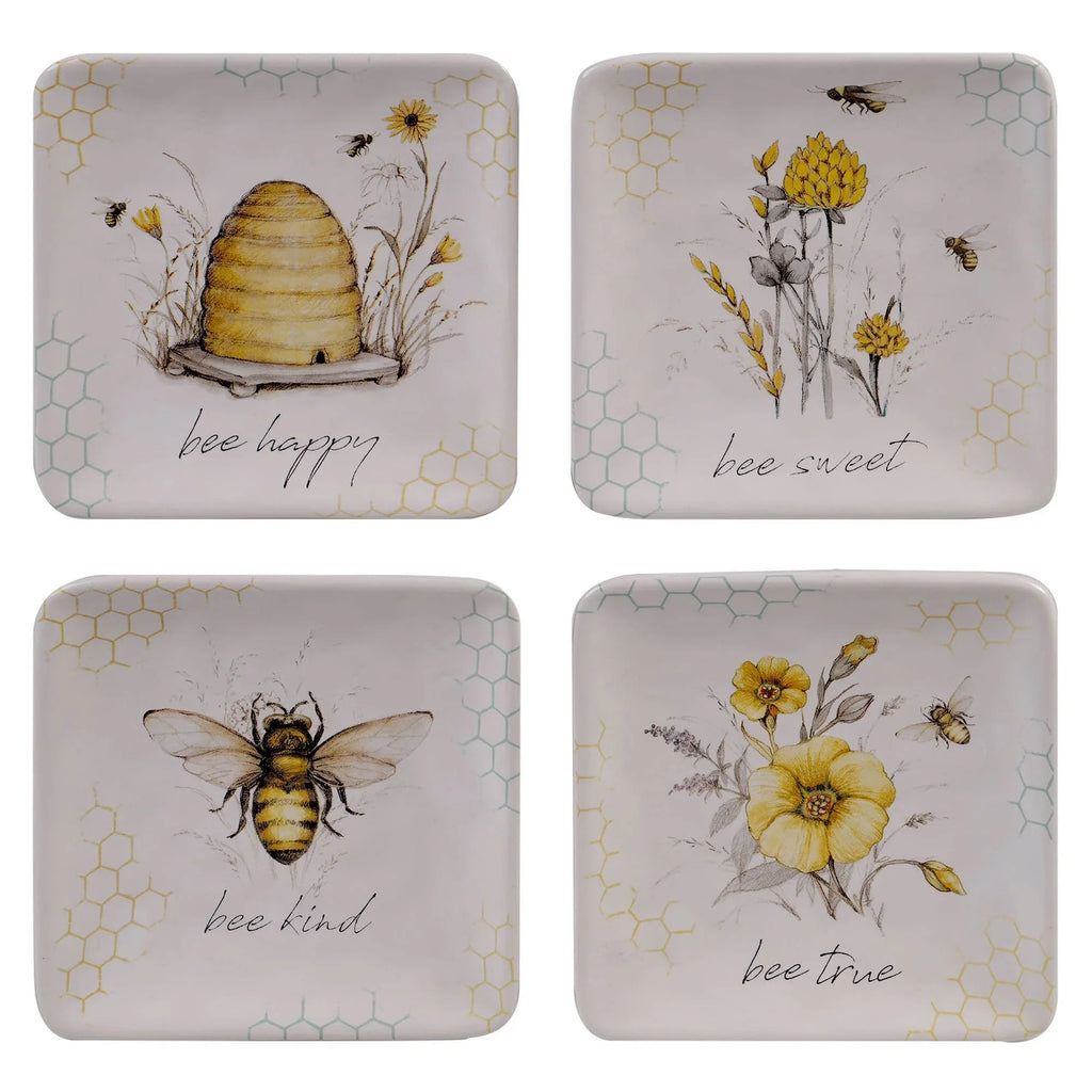 Bee Sweet 6" Canapé Plates — Set of 4