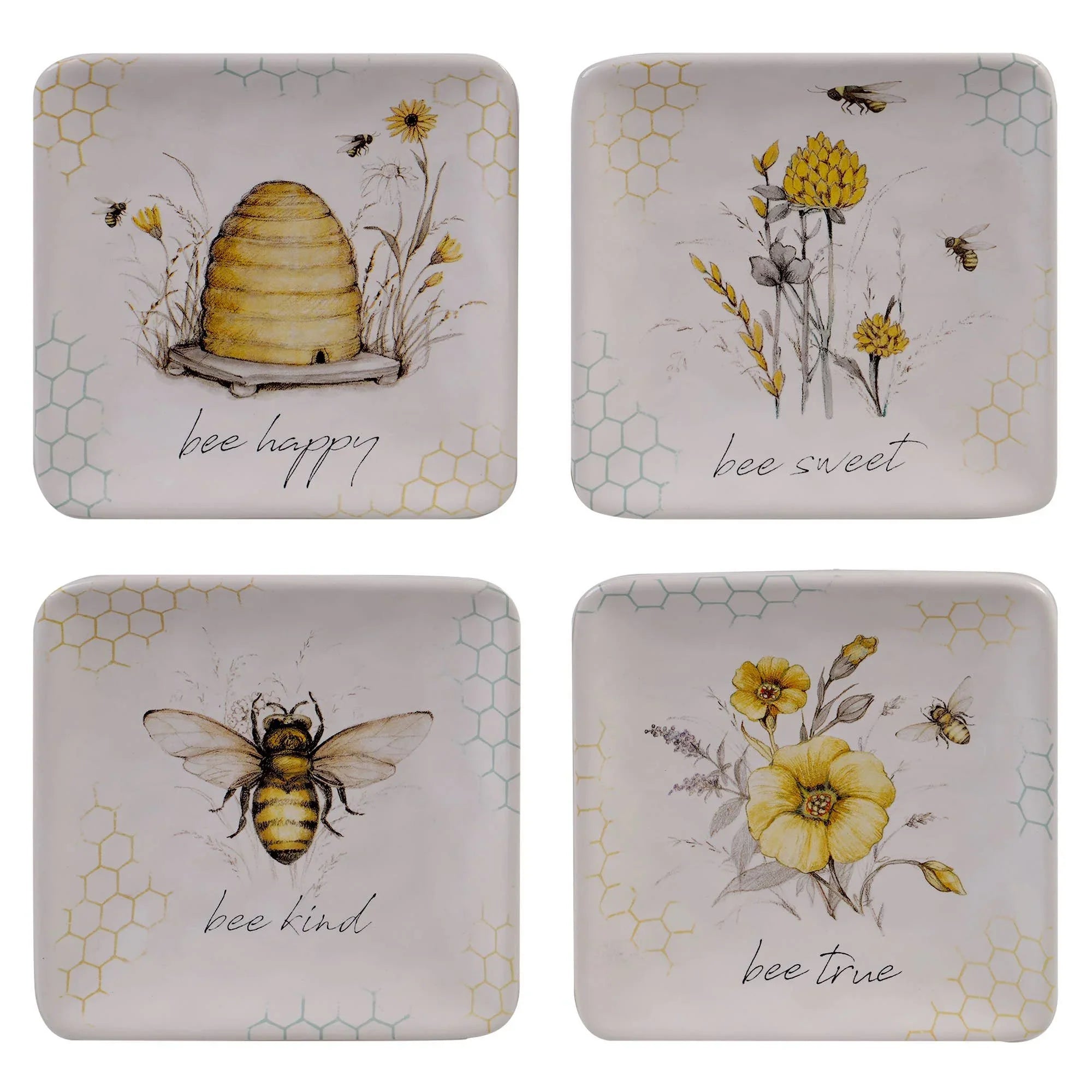 Bee Sweet 6" Canapé Plates — Set of 4