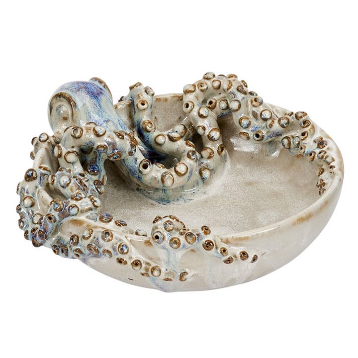 Octopus Ceramic Bowl Cream Soft Blue