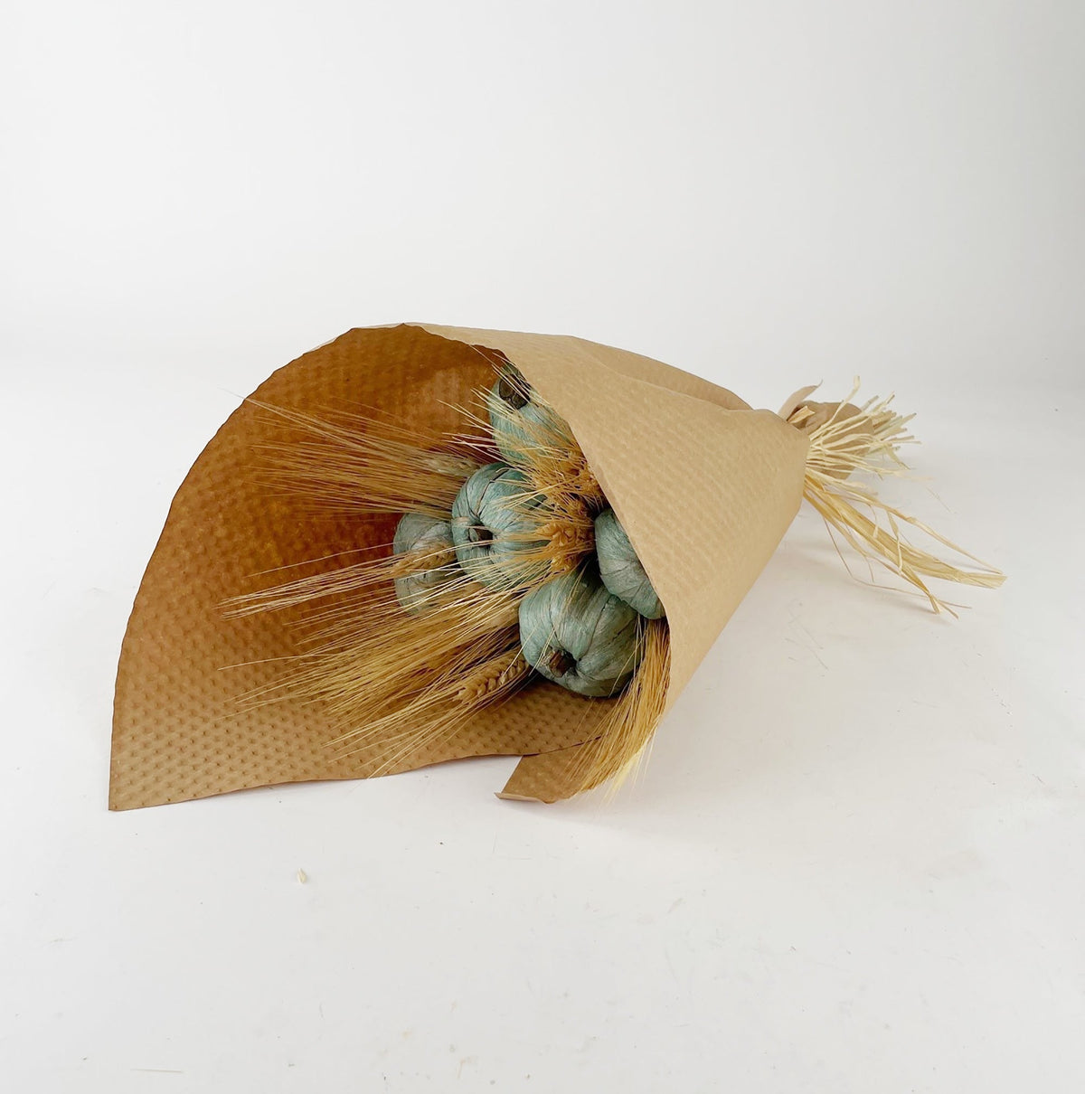 Wheat & Turquoise Pumpkin Bouquet