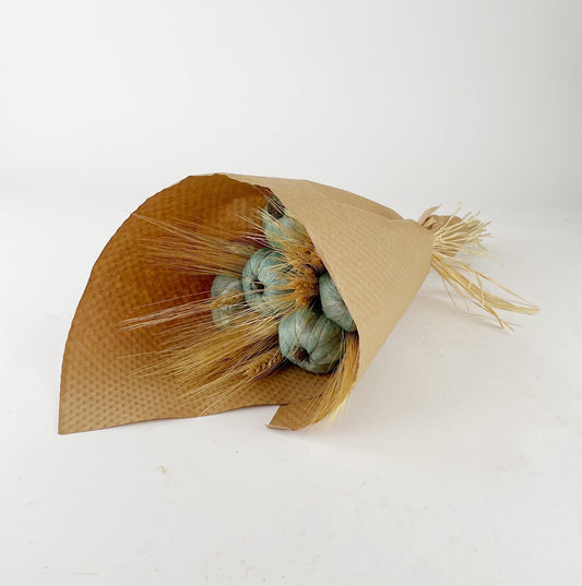 Wheat & Turquoise Pumpkin Bouquet