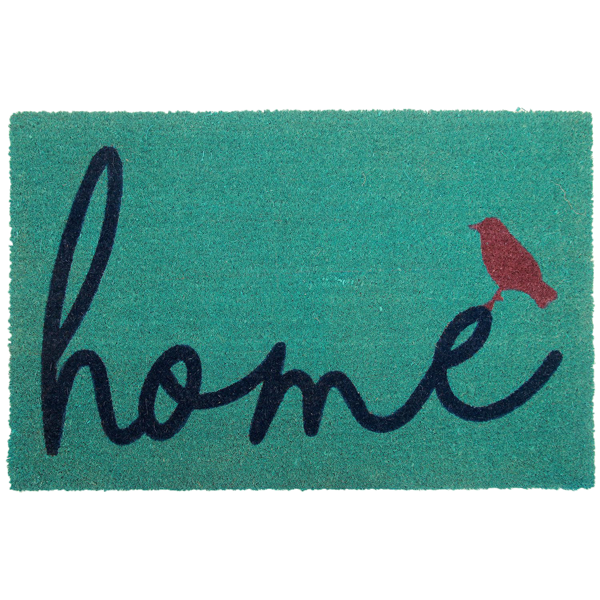 A Bird Perched on Home Coir Doormat