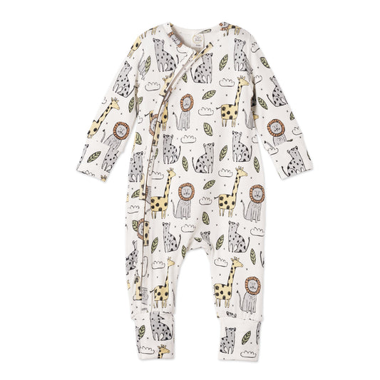 Barboteuse zippée Safari Snuggles - Vêtement pour bébé en bambou
