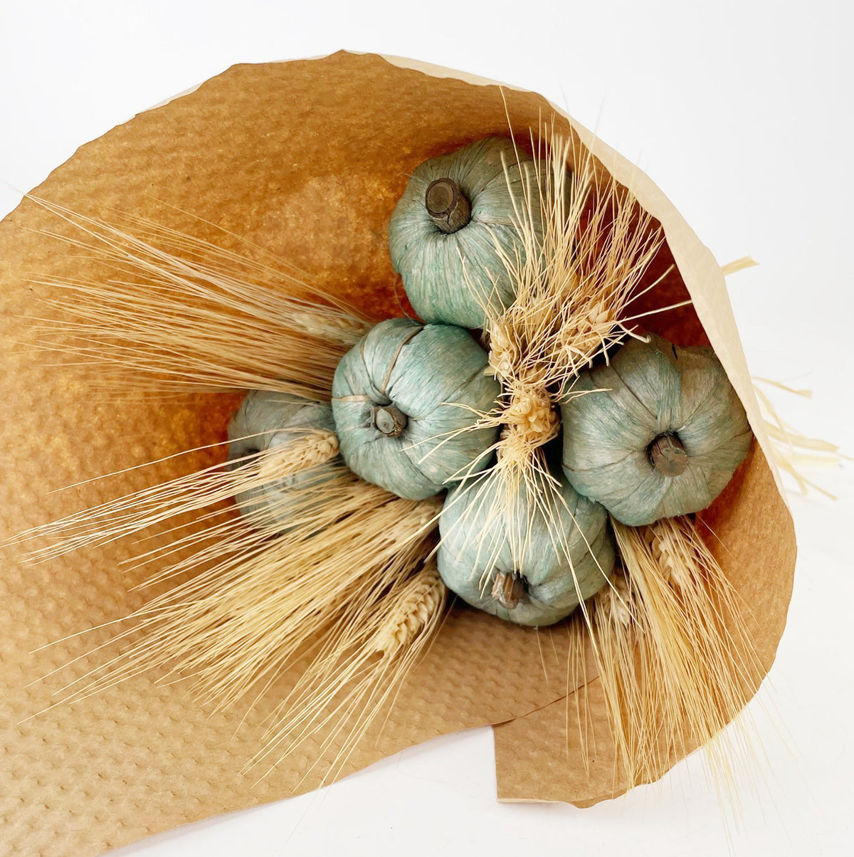 Wheat & Turquoise Pumpkin Bouquet