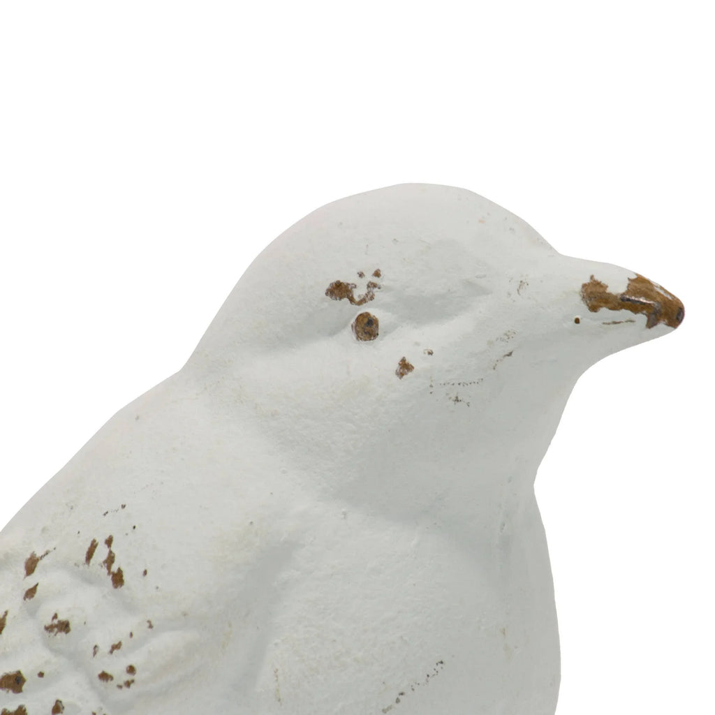 Flora Bird Cast Iron Decorative Accent — Matte White