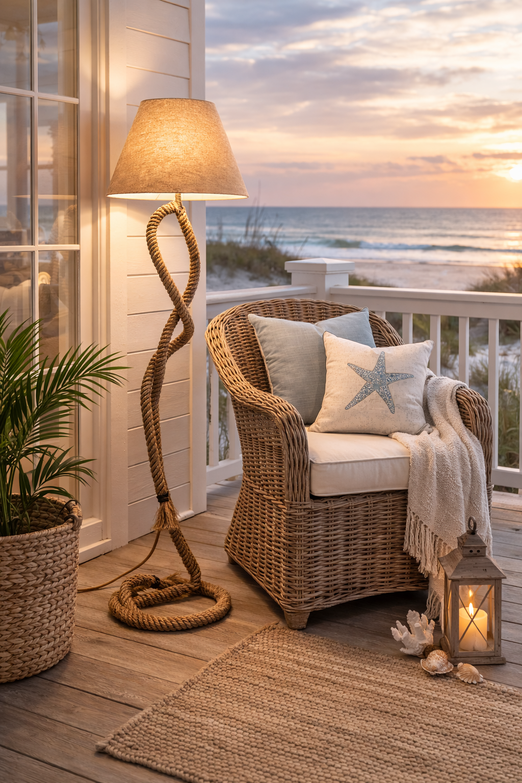Rope Floor Lamp with Jute Shade
