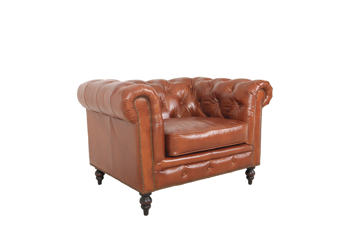 Arthur Chesterfield Top Grain Leather Armchair