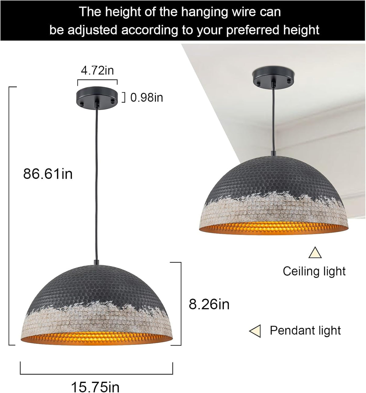 Hammered Dome Pendant Light