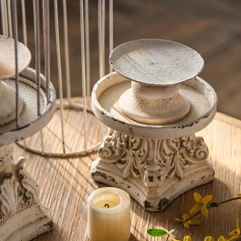Ivory Heirloom Birdcage Candle Holder
