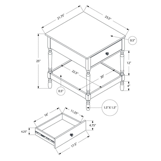 Accent - Table, 2 Tier, Square, Traditional - Walnut
