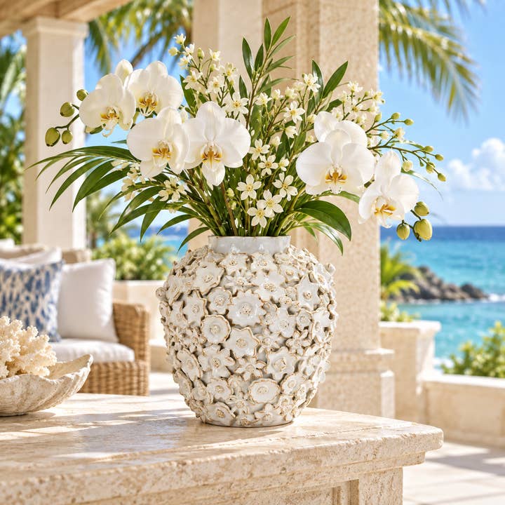 Bouquet De Fleurs White Ceramic Vase Small
