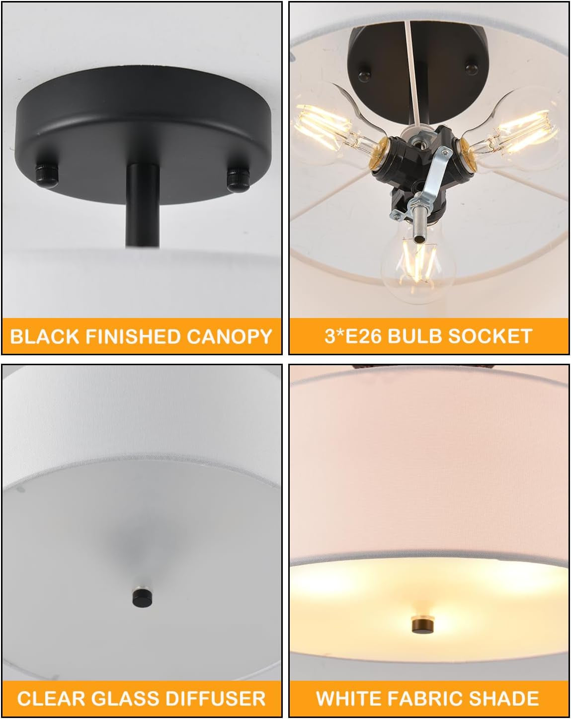 Semi Flush Mount Drum Ceiling Light