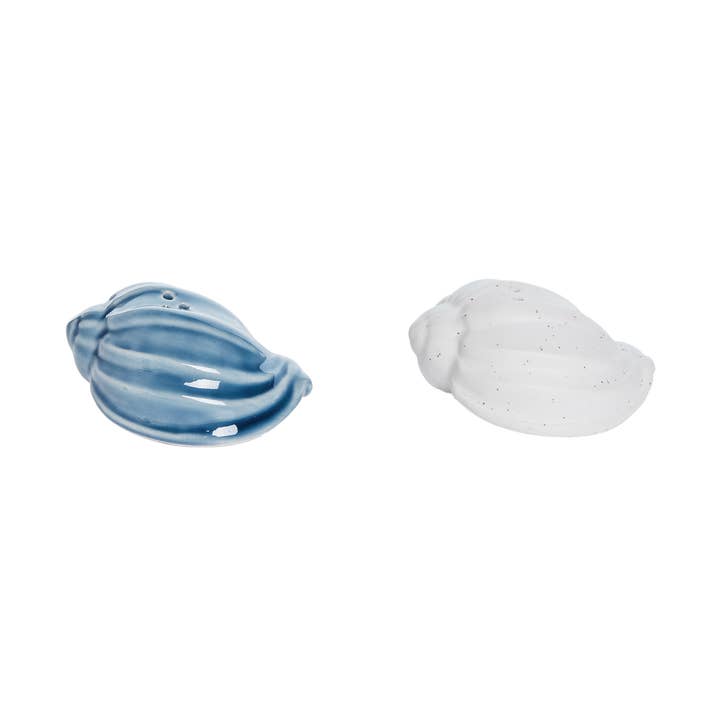Blue & Bisque Shell Salt & Pepper Shaker Set 3 x 2 x 1.5 in