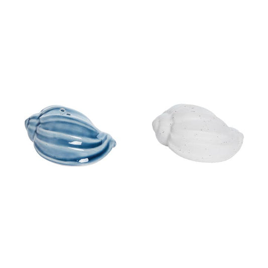 Blue & Bisque Shell Salt & Pepper Shaker Set 3 x 2 x 1.5 in