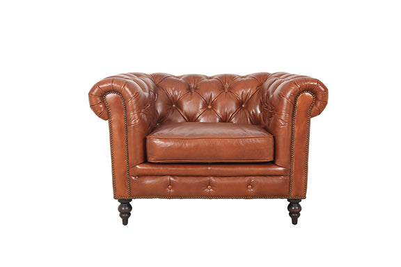 Arthur Chesterfield Top Grain Leather Armchair