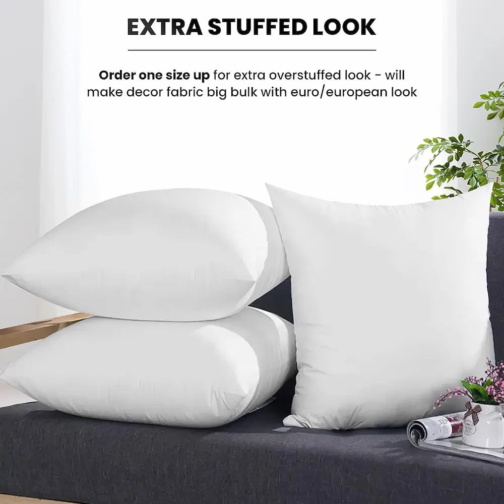 Foamily 18x18 Pillow Inserts Set of 2, 100% Cotton Cover Throw Pillow Inserts, Decorative Square Pillow Stuffers for Couch, Sofa, Bed & Home Decor, White 2 Pack