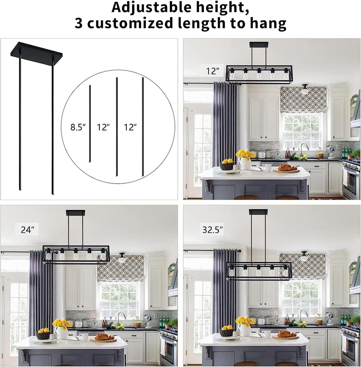 Farmhouse 5 Light Metal Linear Chandelier