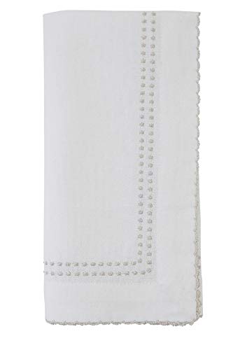 Serviettes en coton à bordure métallique brodée