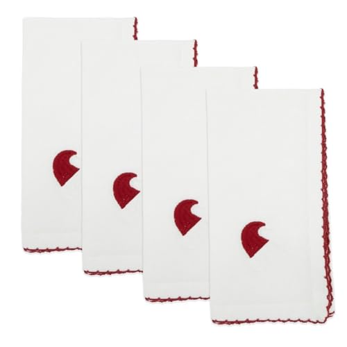 Serviettes de table en tissu à point de feston avec couronne de fêtes brodée