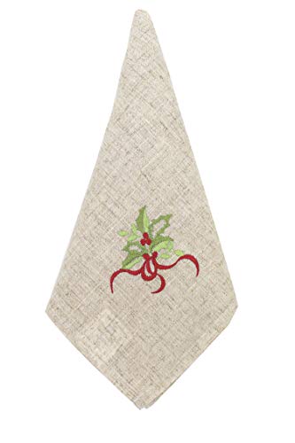 Embroidered Holly Christmas Tree Double-Layer Holiday Tablecloth