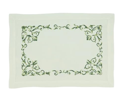 Embroidered Floral Scroll Placemats